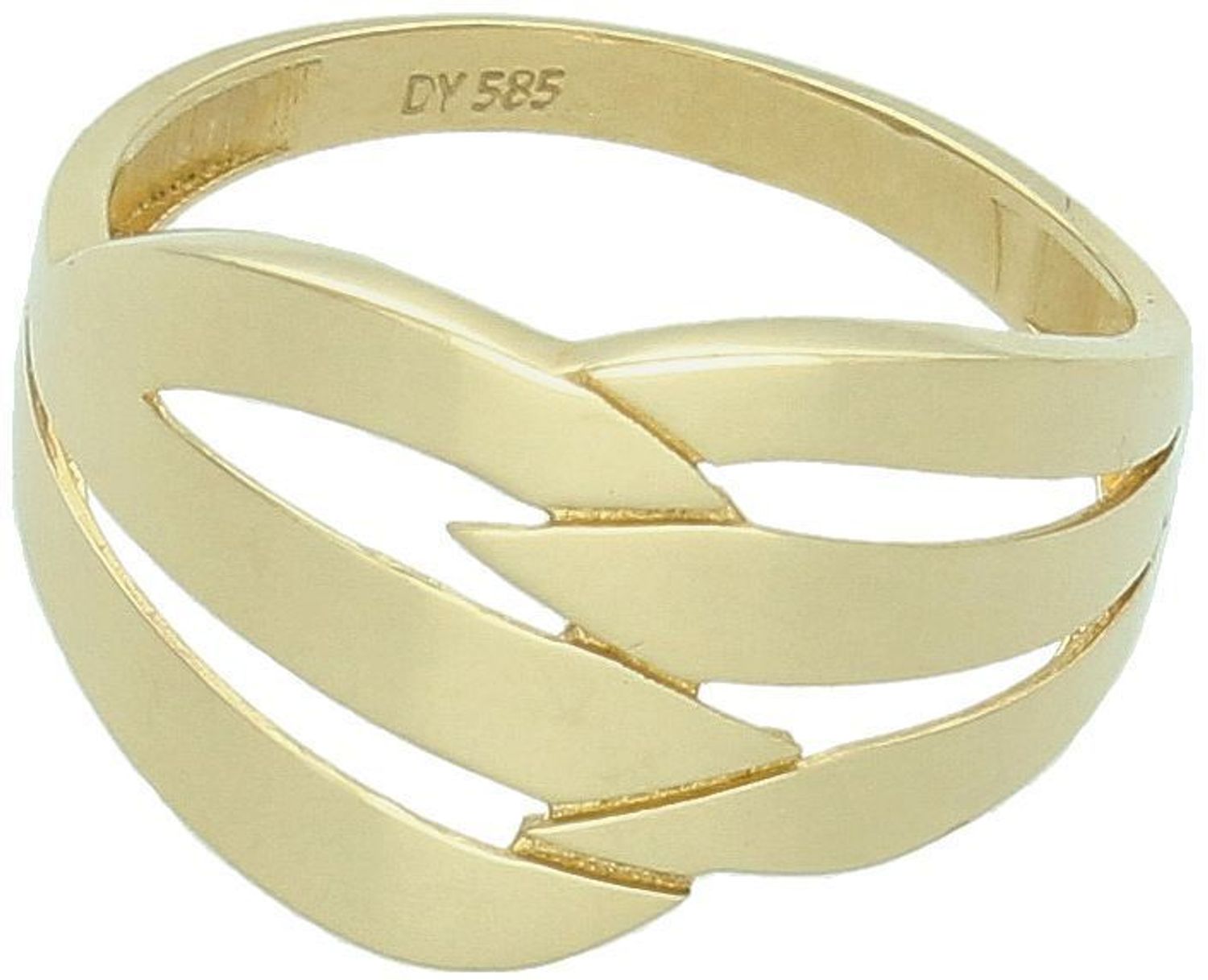 Stylowy złoty pierścionek damski próby 585 o wadze 2,45 g. Ozdobny wzór, szeroka forma, ponadczasowy charakter. Elegancja i jakość w jednym.1.jpg