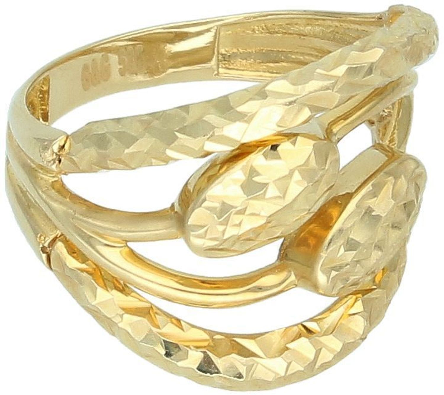 Złoty pierścionek damski próby 585 DIA-PRS-11086-585, 3,40 g, szerokość górnej części 1,5 cm, szerokość dolnej szyny 3 mm. Elegancka biżuteria ozdobiona misternym wzorem.1.jpg