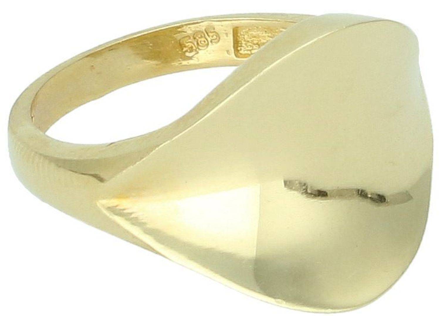 Złoty pierścionek damski o geometrycznym wzorze, próba 585, rozmiar 17. Wyróżnij się oryginalnym dodatkiem – model DIA-PRS-11088-585 z szeroką szyną i dużym elementem ozdobnym.1.jpg