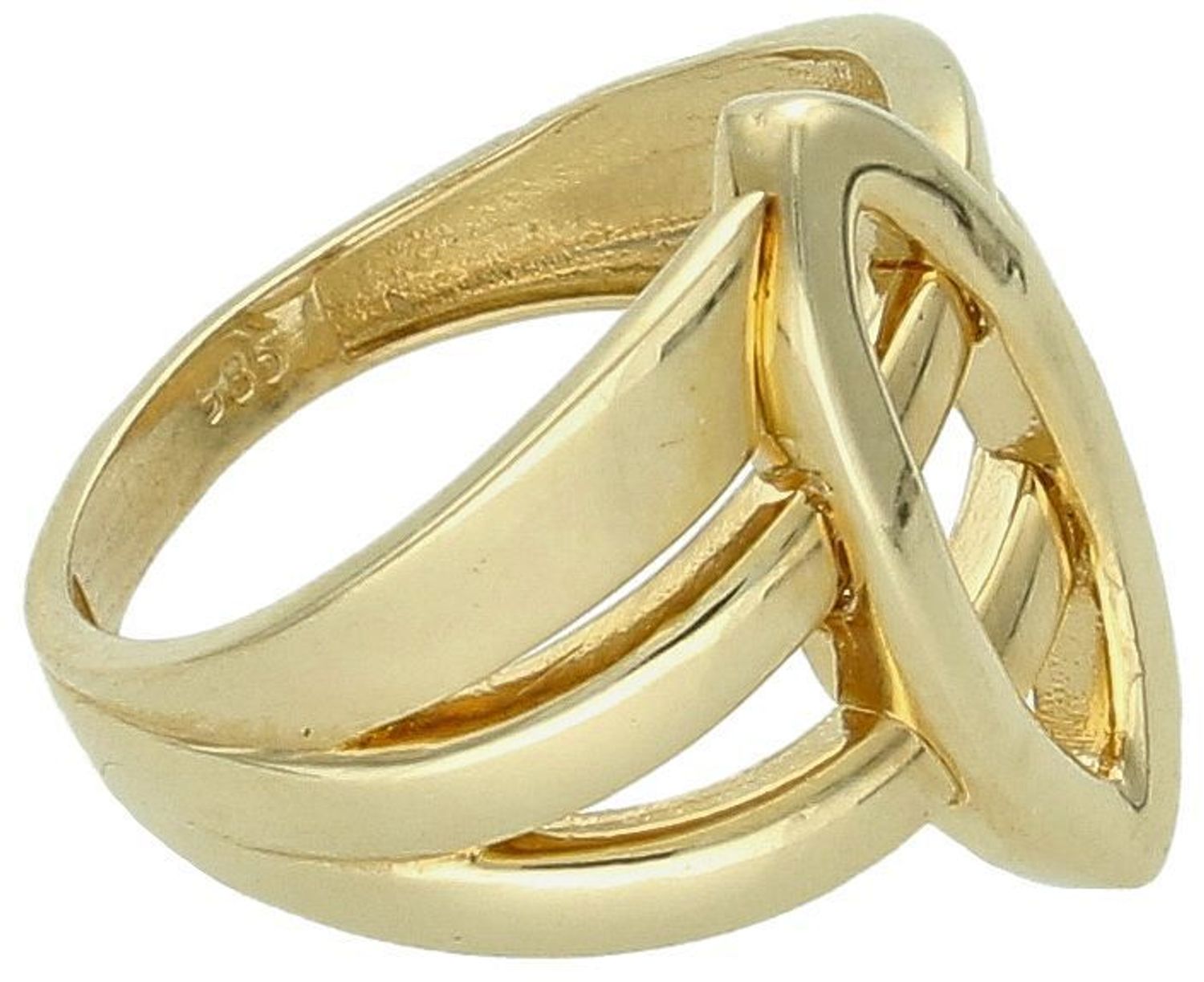 Złoty pierścionek gładki z elementem ozdobnym próba 585 rozmiar 17, DIA-PRS-11089-585. Złoty pierścionek szeroki, gładki, w formie plecionki z ozdobnym kółkiem, to bardzo stylowy wybór, który 1.jpg