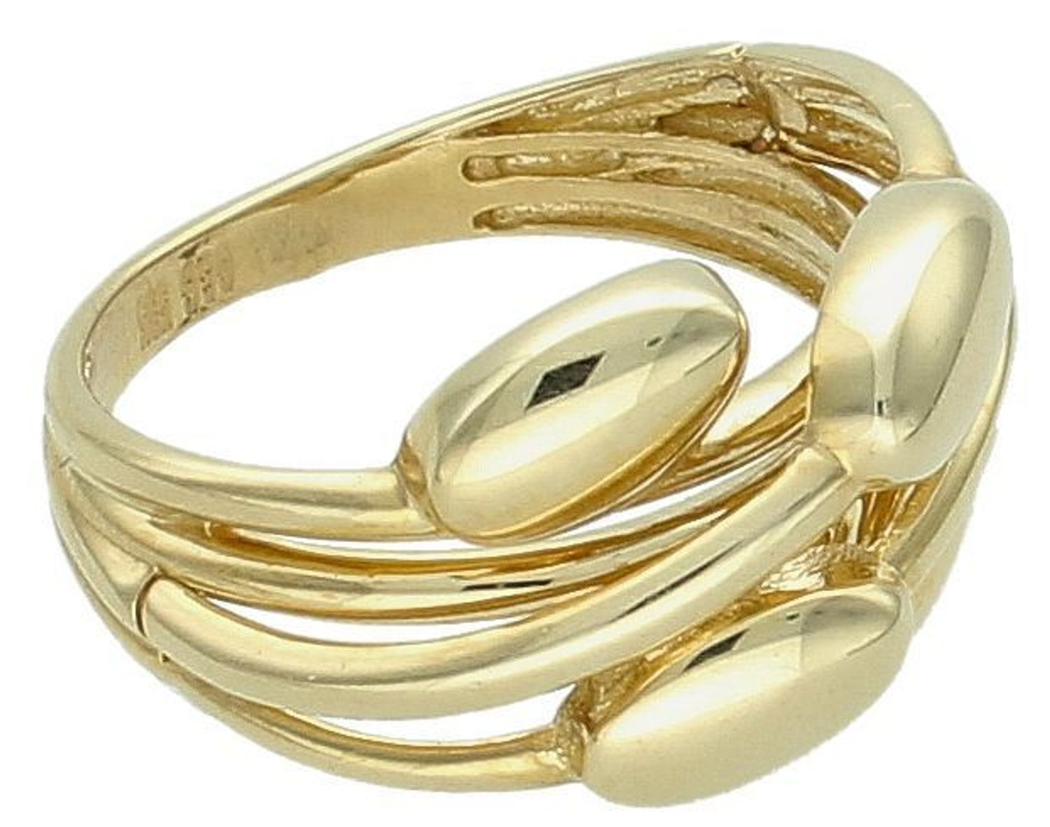 Złoty pierścionek ozdobiony gładkimi elementami próba 585, DIA-PRS-11092-585.jpg