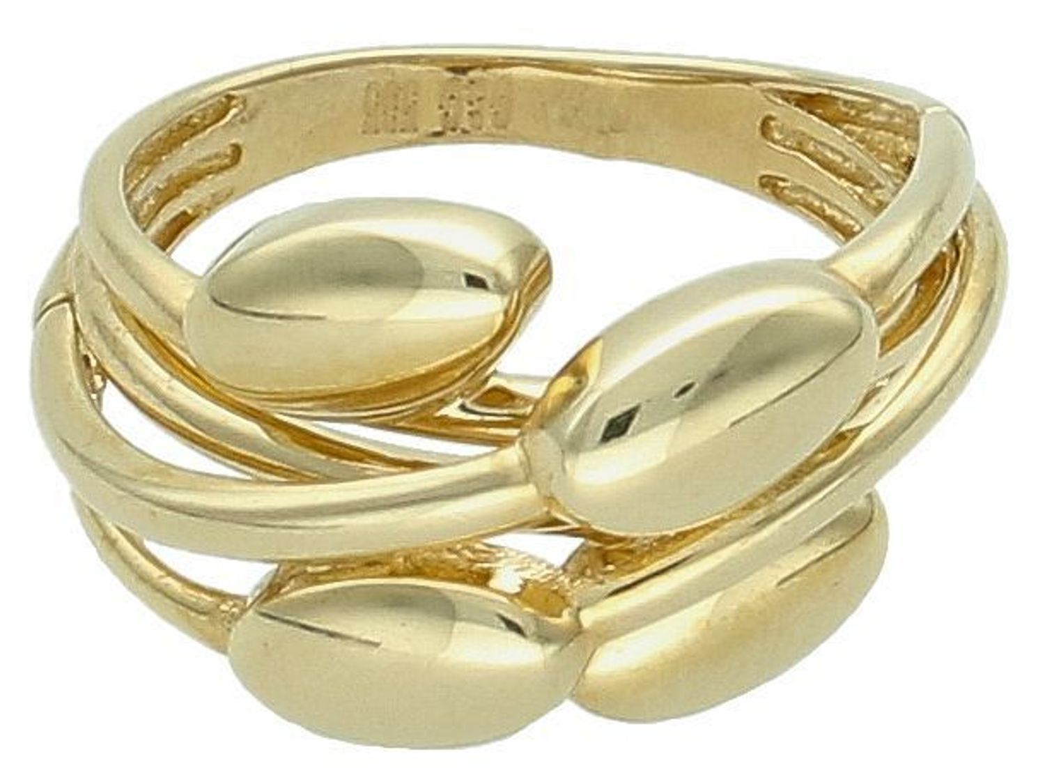 Złoty pierścionek ozdobiony gładkimi elementami próba 585, DIA-PRS-11092-585.jpg