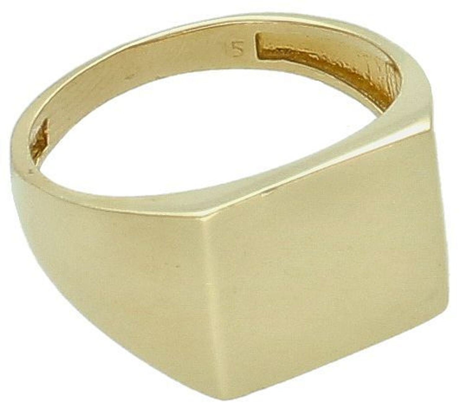 Złoty pierścionek gładki sygnet kwadrat próba 585, DIA-PRS-11095-585.  Złoty sygnet to ponadczasowa biżuteria, która łączy w sobie klasyczny i elegancki charakter. Sygnet z możliwością graweru,1.jpg
