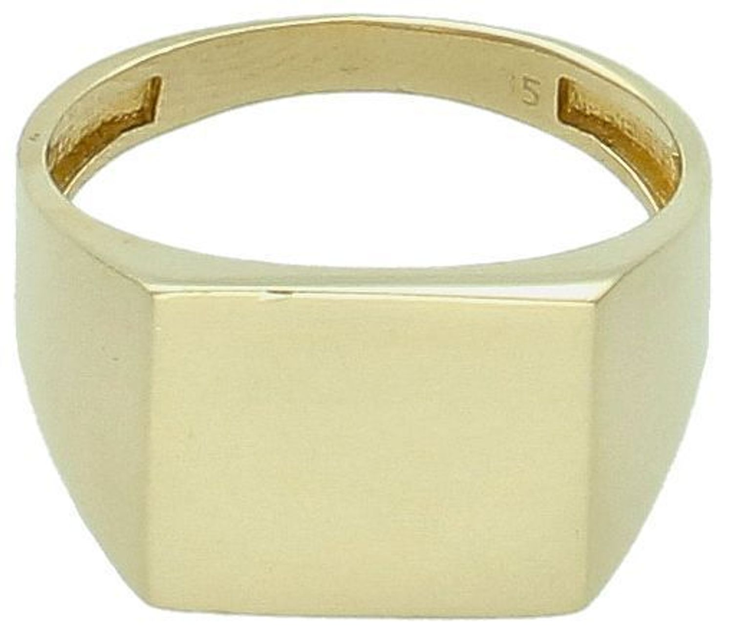Złoty pierścionek gładki sygnet kwadrat próba 585, DIA-PRS-11095-585.  Złoty sygnet to ponadczasowa biżuteria, która łączy w sobie klasyczny i elegancki charakter. Sygnet z możliwością graweru,1.jpg