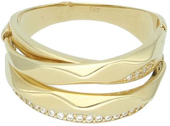 Złoty pierścionek damski z cyrkoniami DIA-PRS-11136-585. Próba 585, waga 3,70 g, rozmiar 17. Szerokość góry 1 cm, elegancki i wygodny. Gwarancja i oryginalne opakowanie.1.jpg