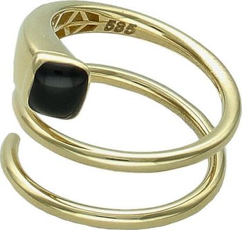 Złoty pierścionek 585 nowoczesny wzór z czarnym oczkiem DIA-PRS-11283-585 (1).jpg