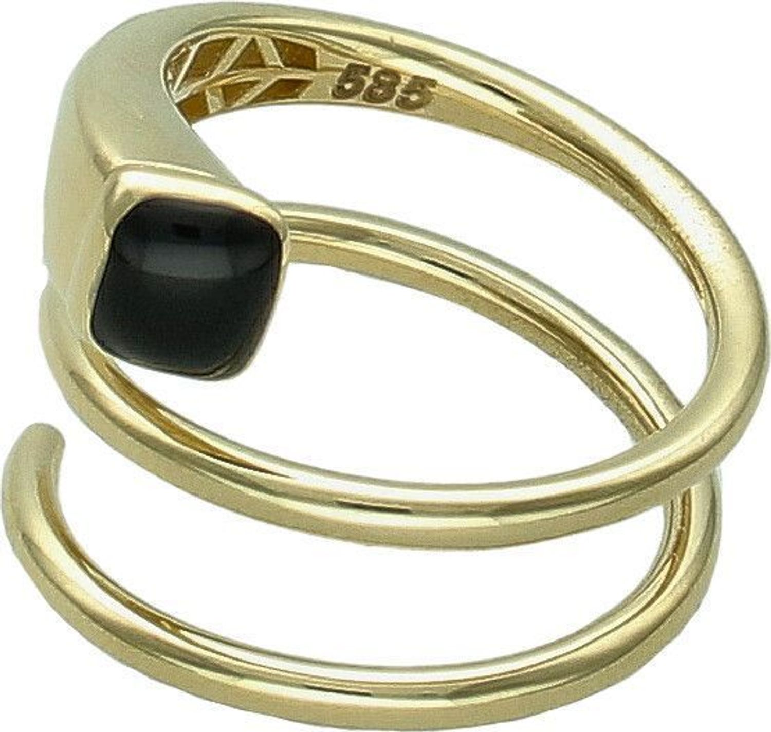 Złoty pierścionek 585 nowoczesny wzór z czarnym oczkiem DIA-PRS-11283-585 (1).jpg