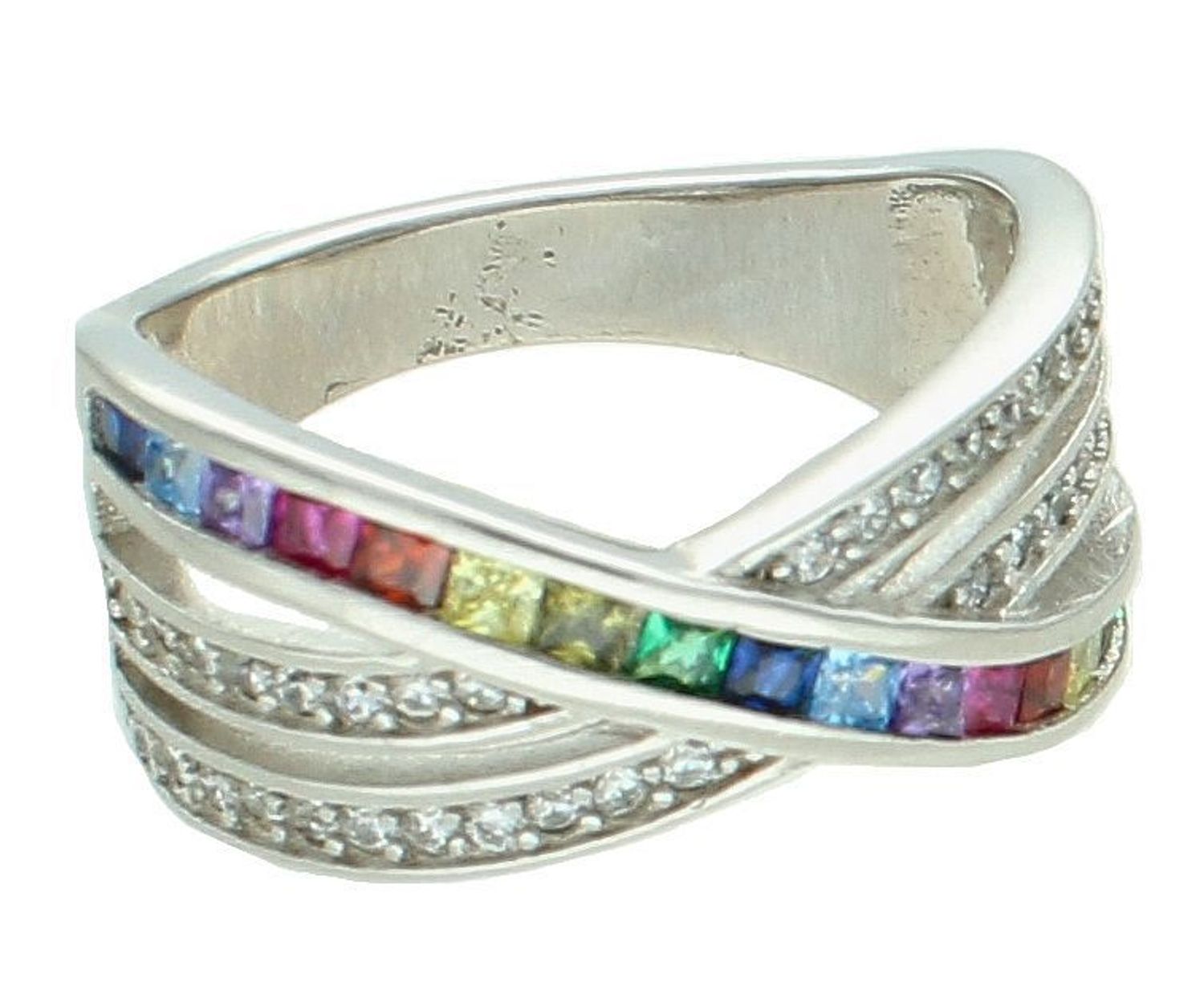 Srebrny pierścionek damski 925 z kolorowymi cyrkoniami rozmiar 14 DIA-PRS-11383-925. Srebrny pierścionek damski. Srebrny pierścionek z cyrkoniami. Pierścionek srebrny damski z cyrkoniami na prezent..jpg