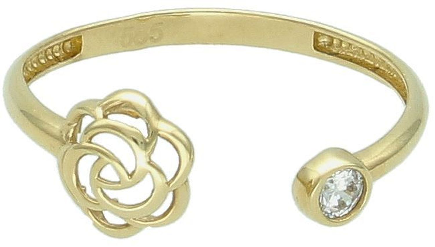 Pierścionek złoty kontur róży z cyrkonią 585 DIA-PRS-11401-585  Złoty pierścionek 585 nowoczesny wzór o gładkiej powierzchni. Ten piękny, elegancki pierścionek wykonano z 2.jpg