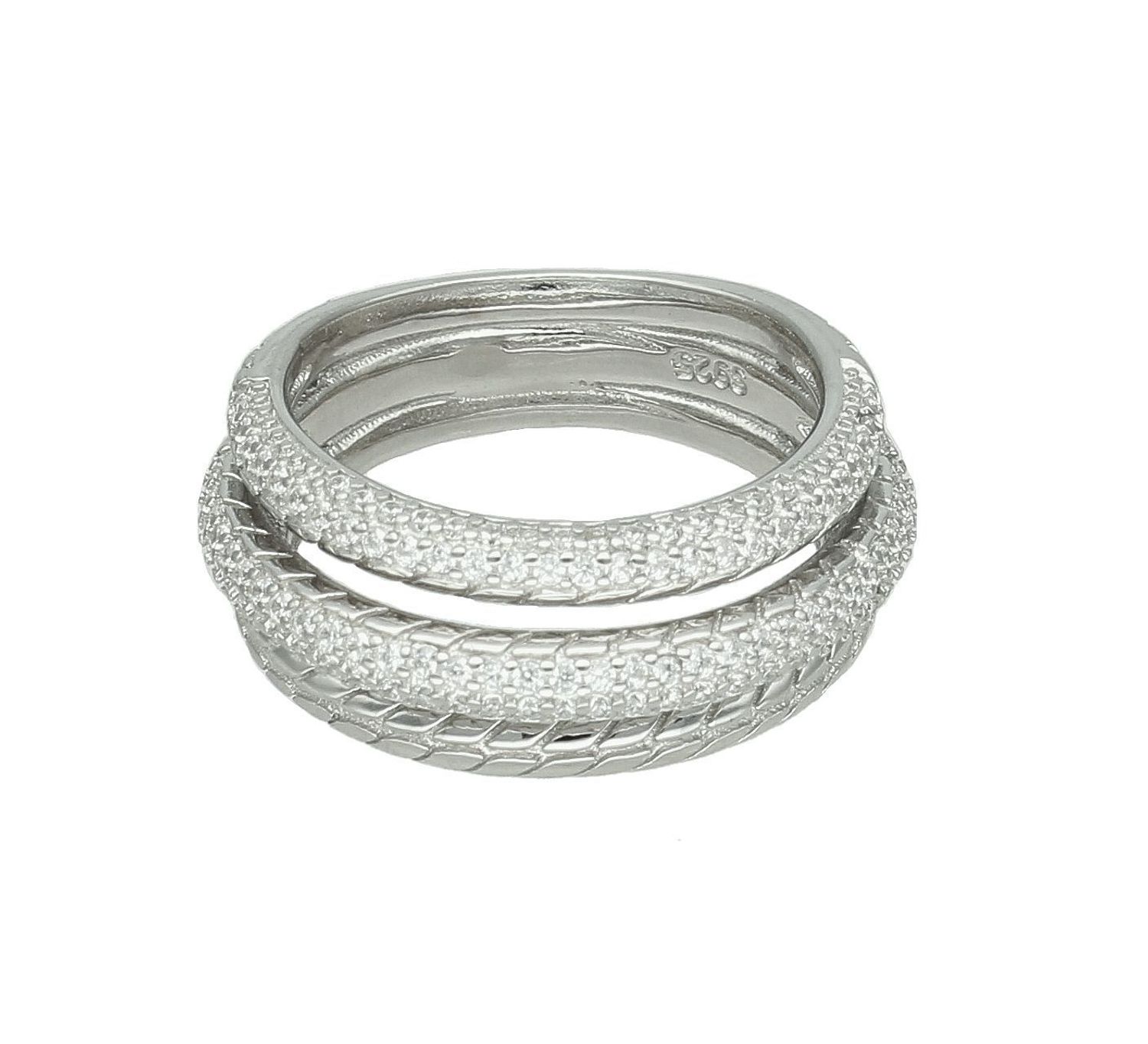 Srebrny pierścionek damski 925 potrójna obrączka z cyrkoniami DIA-PRS-11600-925. Srebrny pierścionek damski. Pierścionek damski z cyrkoniami. Srebrny pierścionek na prezent dla kobiety..jpg