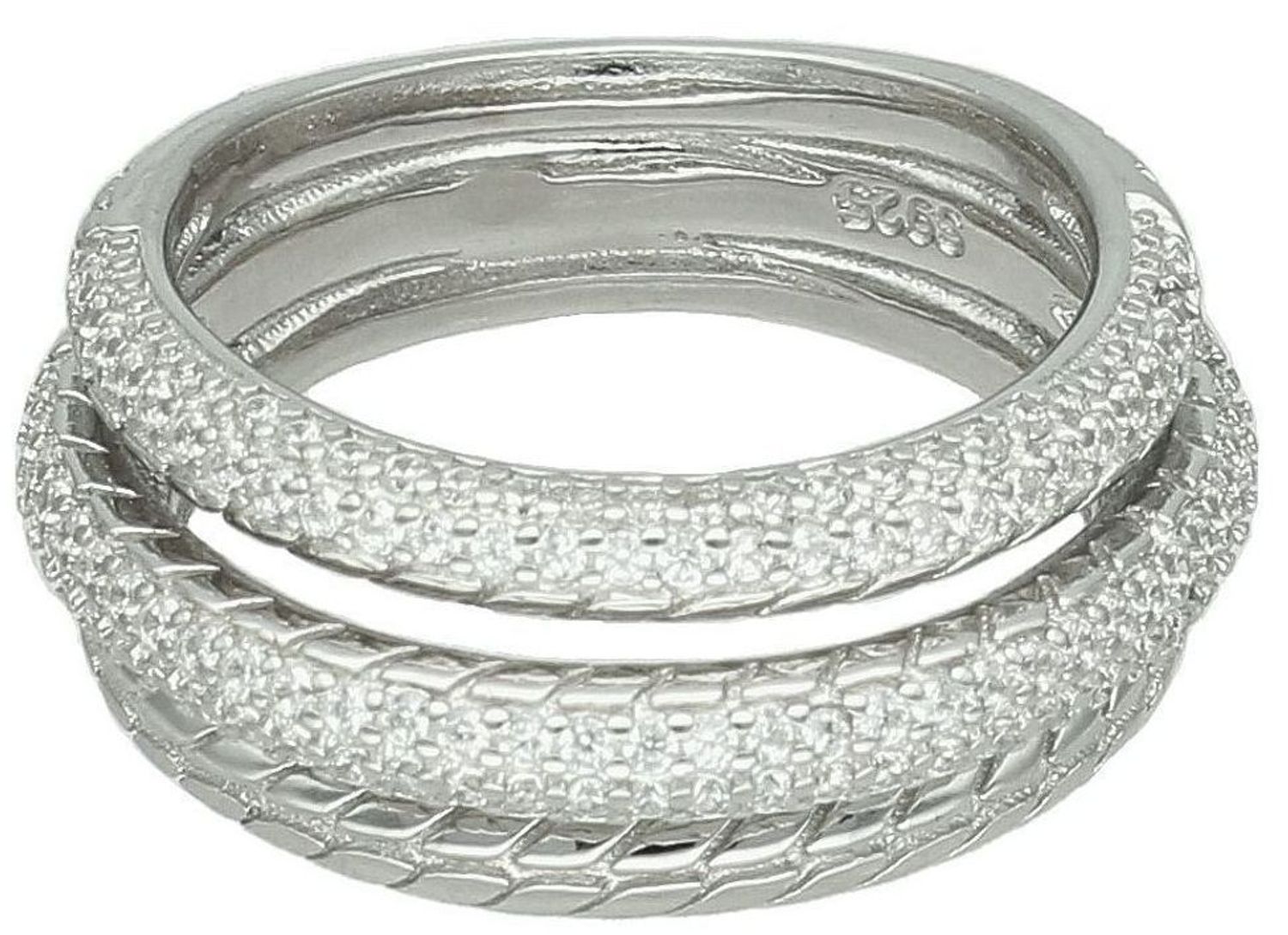 Srebrny pierścionek damski 925 potrójna obrączka z cyrkoniami DIA-PRS-11600-925. Srebrny pierścionek damski. Pierścionek damski z cyrkoniami. Srebrny pierścionek na prezent dla kobiety..jpg