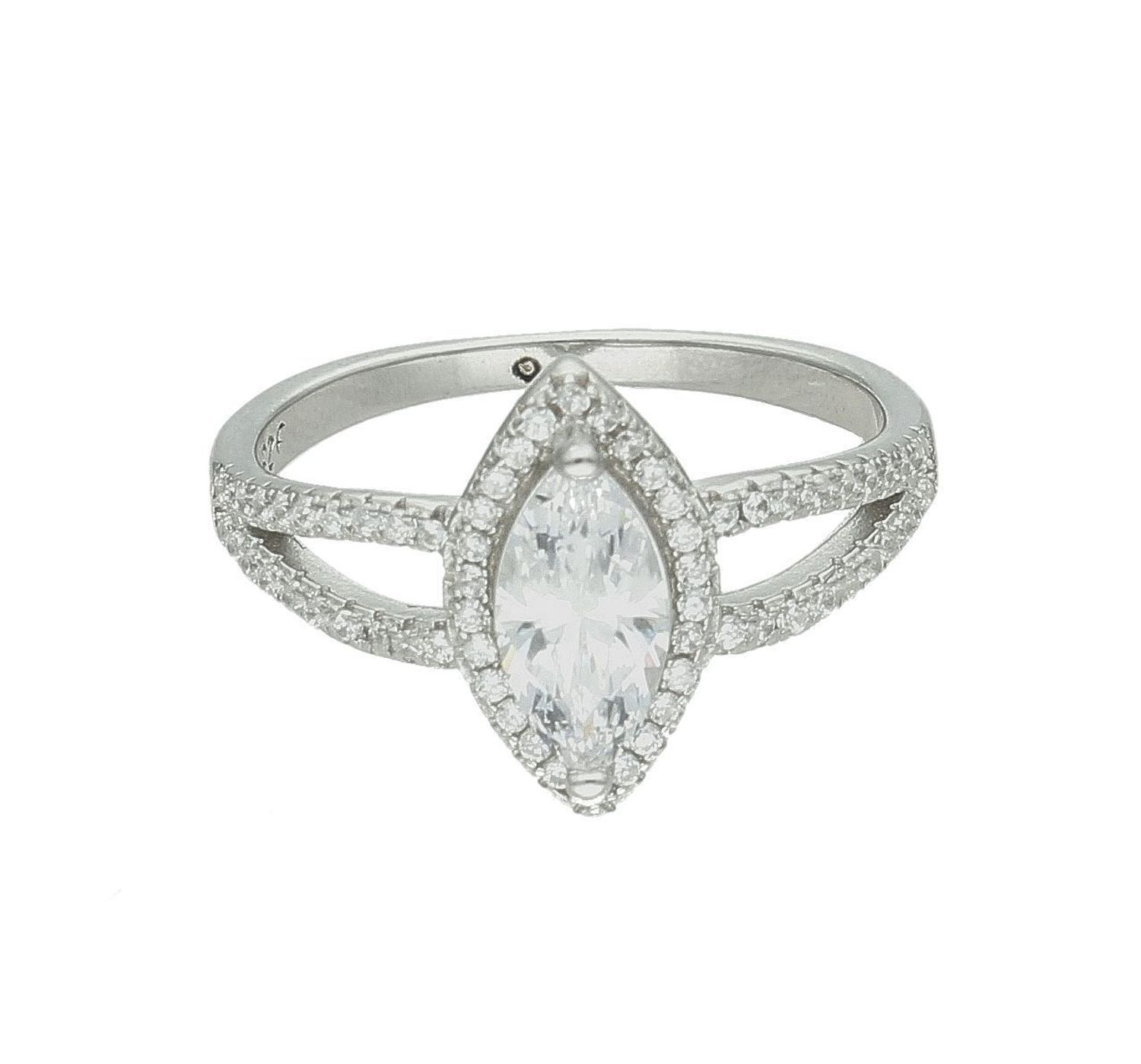 Srebrny pierścionek damski 925 z podłużna cyrkonią DIA-PRS-11605-925.  Srebrny pierścionek damski. Pierścionek damski z podłużną cyrkonią. Srebrny pierścionek na prezent dla kobiety. 1.jpg