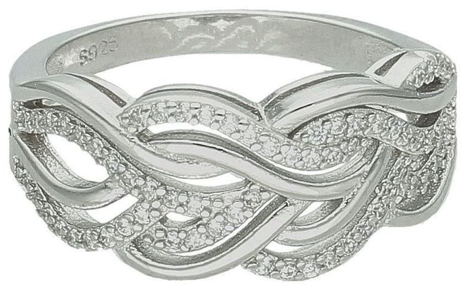 Srebrny pierścionek damski 925 szeroki zdobiony cyrkoniami DIA-PRS-11616-925. Srebrny pierścionek damski. Pierścionek damski z cyrkoniami. Srebrny pierścionek na prezent dla kobiety. 2.jpg