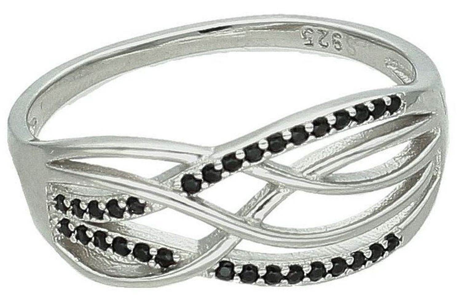 Srebrny pierścionek damski 925 szeroki z czarnymi cyrkoniami DIA-PRS-11623-925. Srebrny pierścionek damski. Pierścionek damski z cyrkoniami. Srebrny pierścionek na prezent dla kobiety..jpg