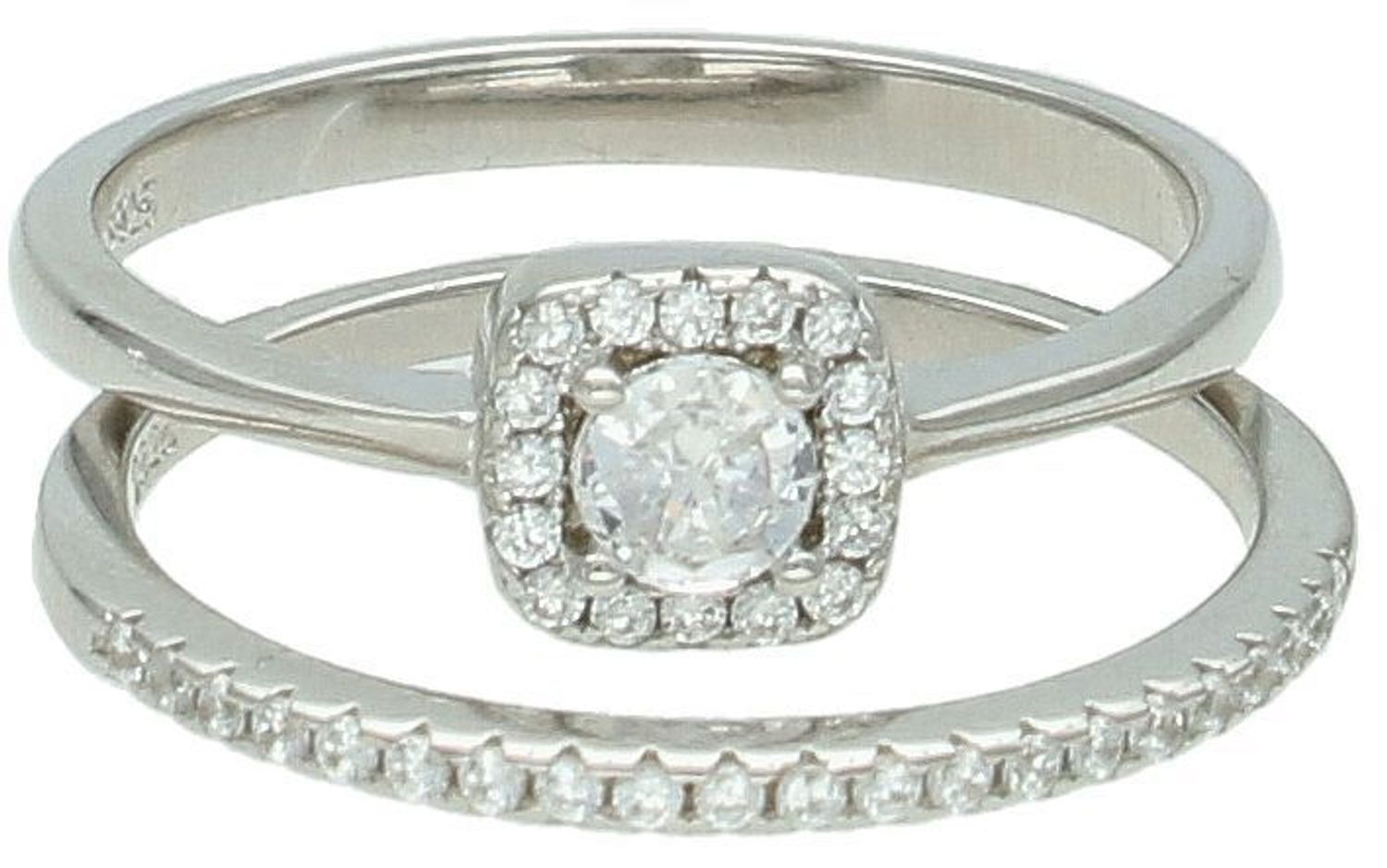 Srebrny pierścionek damski 925 podwójny z cyrkoniami DIA-PRS-11624-925. Srebrny pierścionek damski. Pierścionek srebrny klasyczny. Pierścionek srebrny z cyrkoniami. Pierścionek srebrny damski na prezent.1.jpg