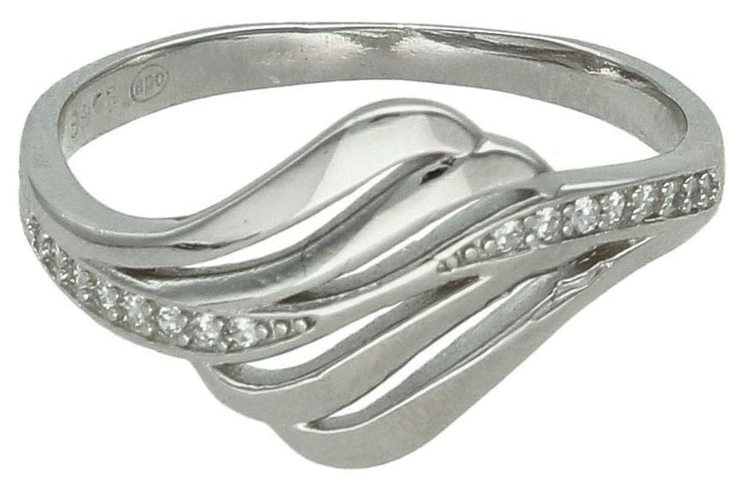 Srebrny pierścionek damski 925 falowany z cyrkoniami DIA-PRS-11857-925. Srebrny pierścionek damski. Srebrny pierścionek z cyrkoniami. Pierścionek srebrny na prezent dla kobiety.1.jpg