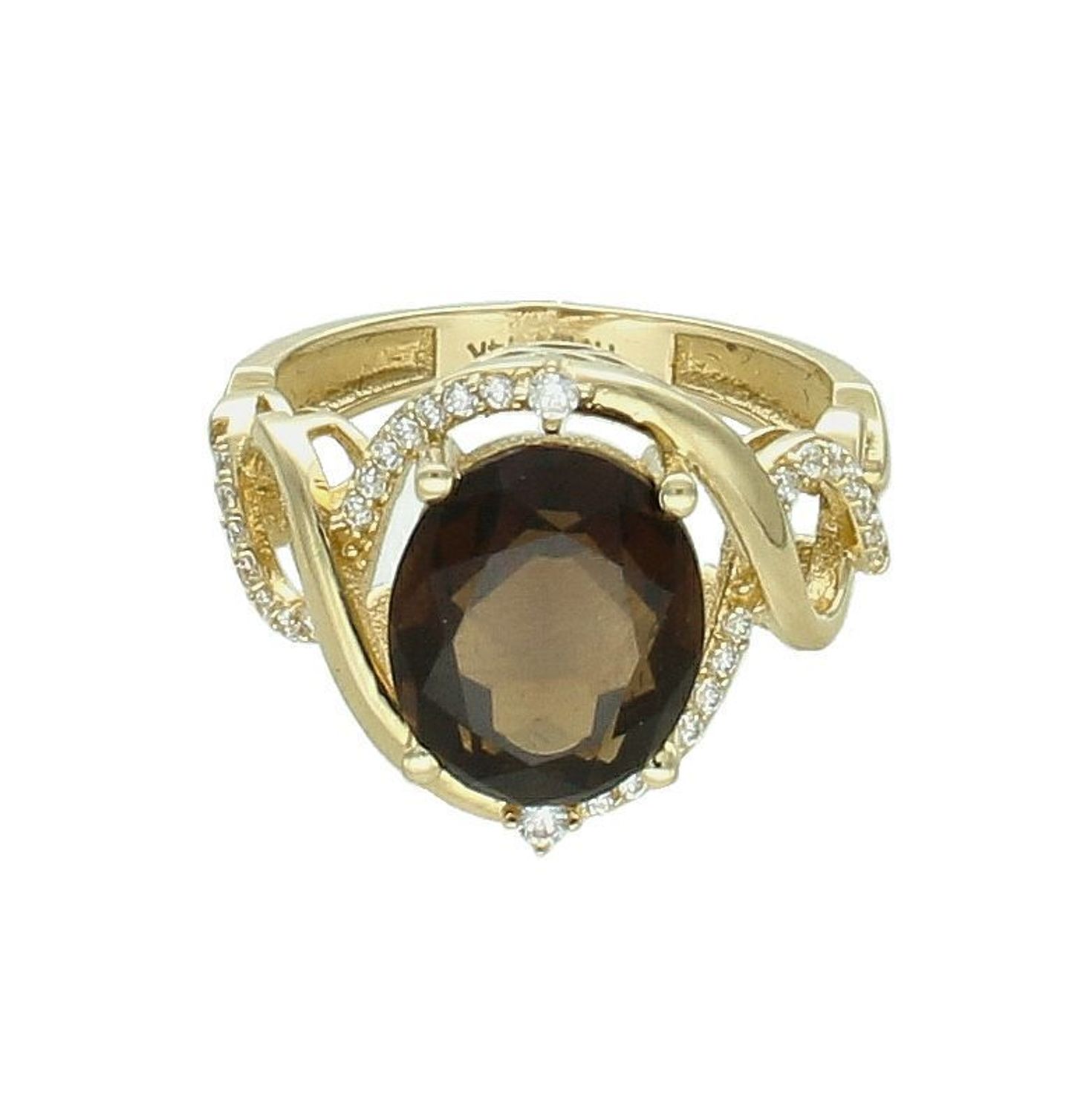 Złoty pierścionek damski 585 bogato zdobiony z cyrkoniami rozmiar 17 DIA-PRS-11931-585.jpg