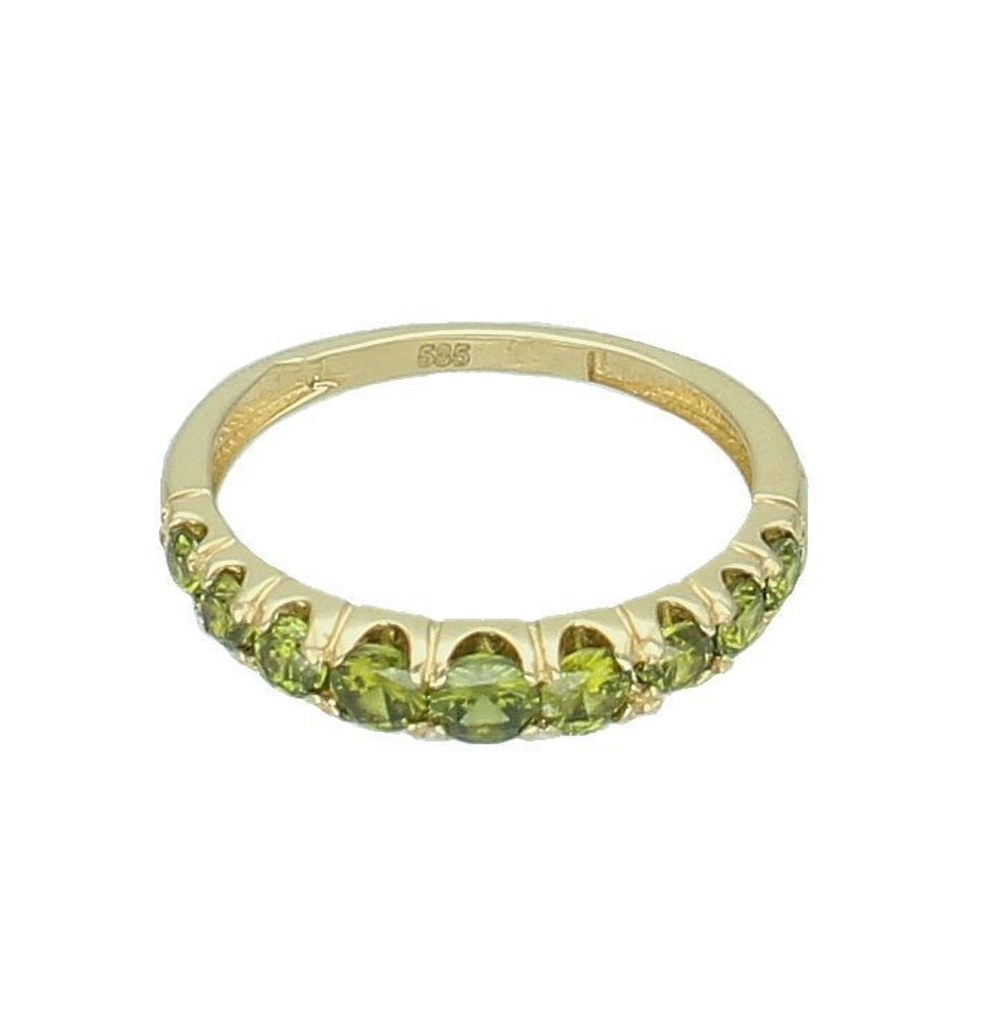 Złoty pierścionek damski 585 wysadzany zielonymi cyrkoniami rozmiar 15 DIA-PRS-12005-585.jpg