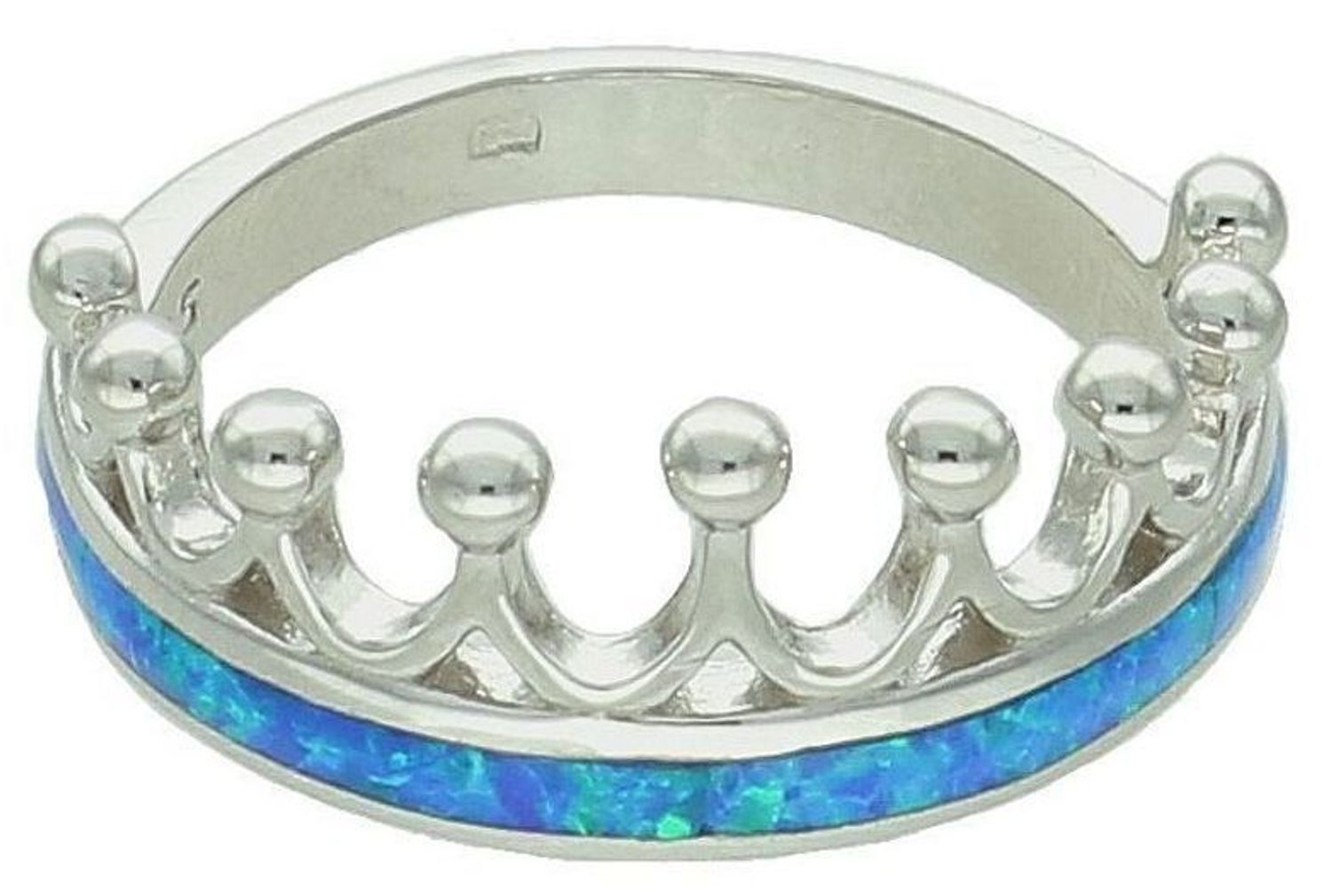 Srebrny pierścionek damski 925 korona z niebieskim opalem DIA-PRS-12270-925. Srebrny pierścionek damski. Pierścionek srebrny z niebieskim opalem. Pierścionek damski srebrny z oczkiem. Srebrny pierścionek damski na prezent.2.jpg