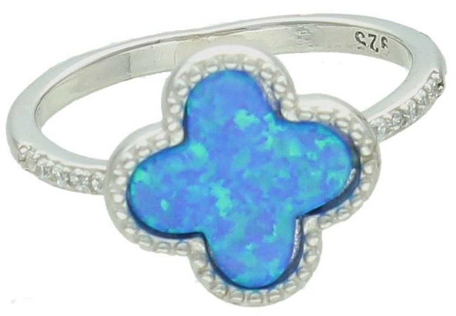 Srebrny pierścionek damski 925 koniczyna z niebieskim opalem DIA-PRS-12276-925. Srebrny pierścionek damski. Pierścionek srebrny z niebieskim opalem. Pierścionek damski srebrny z oczkiem. Srebrny pierścionek damski na prezent.2.jpg