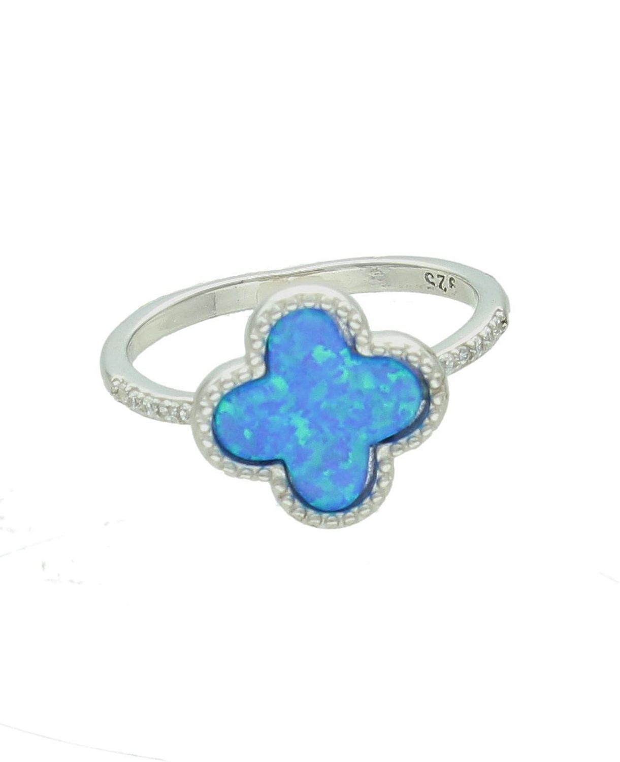 Srebrny pierścionek damski 925 koniczyna z niebieskim opalem DIA-PRS-12276-925. Srebrny pierścionek damski. Pierścionek srebrny z niebieskim opalem. Pierścionek damski srebrny z oczkiem. Srebrny pierścionek damski na prezent.2.jpg