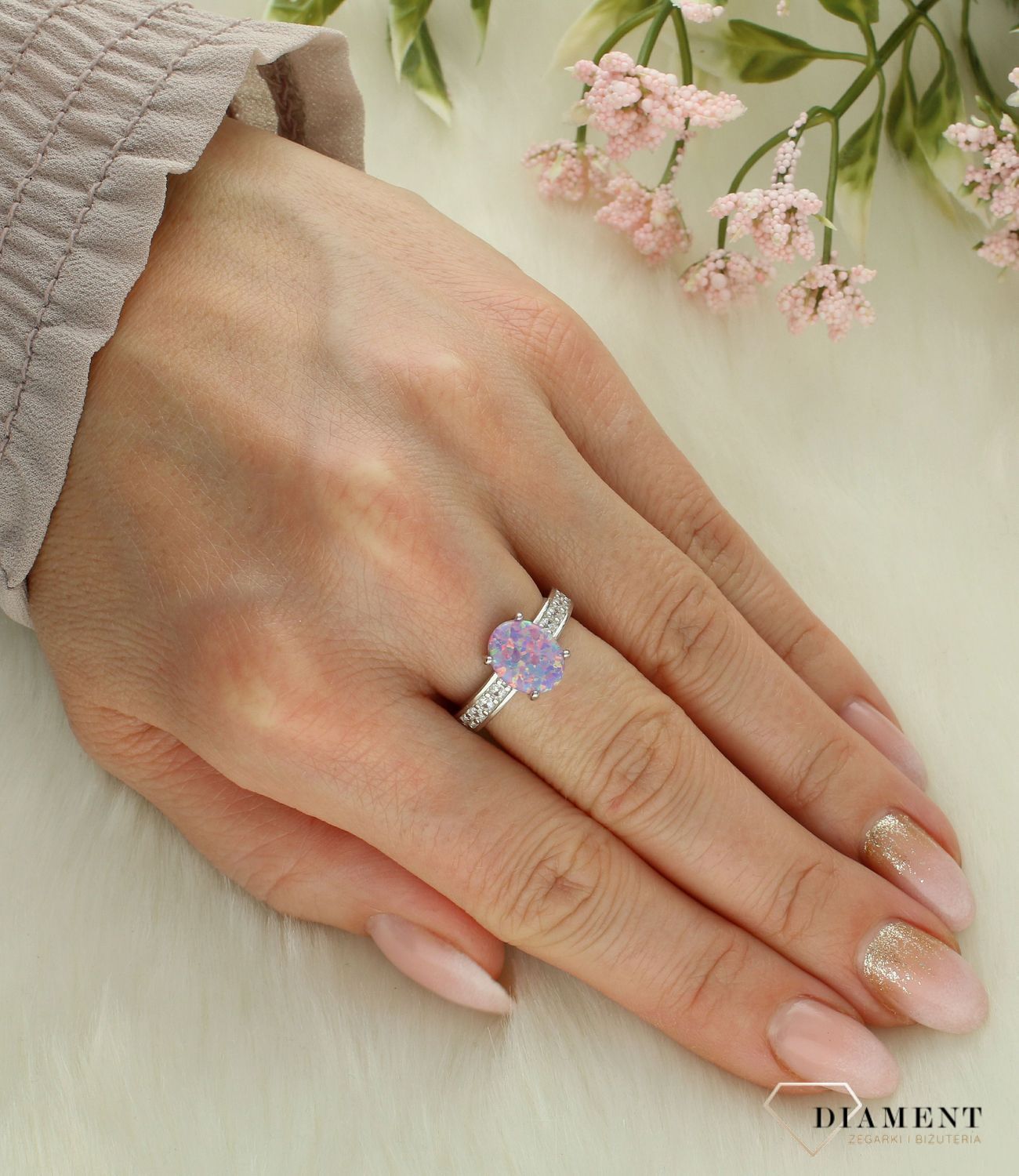 Srebrny pierścionek damski 925 z różowym opalem DIA-PRS-12278-925 55.jpg