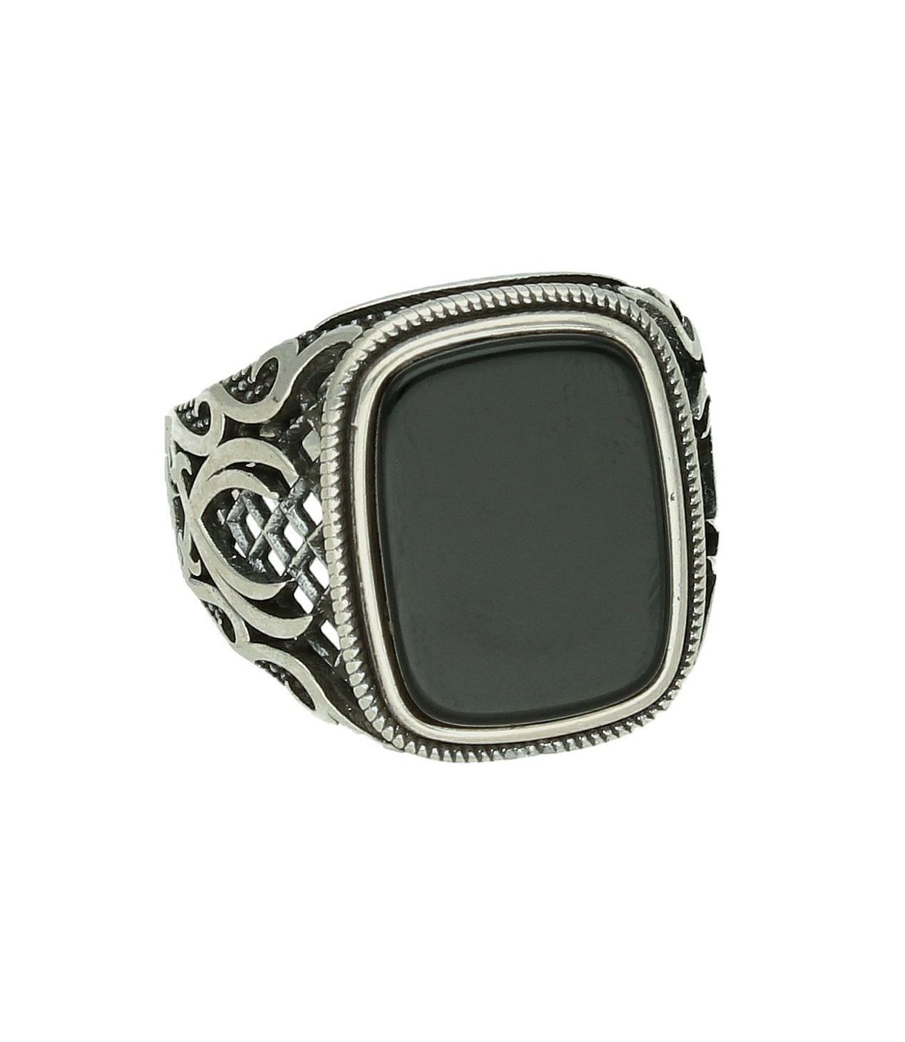 Srebrny sygnet 925 z onyksem i ażurowym zdobieniem rozmiar 22 DIA-PRS-12284-925. Srebrny sygnet z onyksem. Sygnet srebrny damski. Srebrny sygnet męski. Sygnet z onyksem na prezent. Sygnet srebrny na prezent (2).jpg