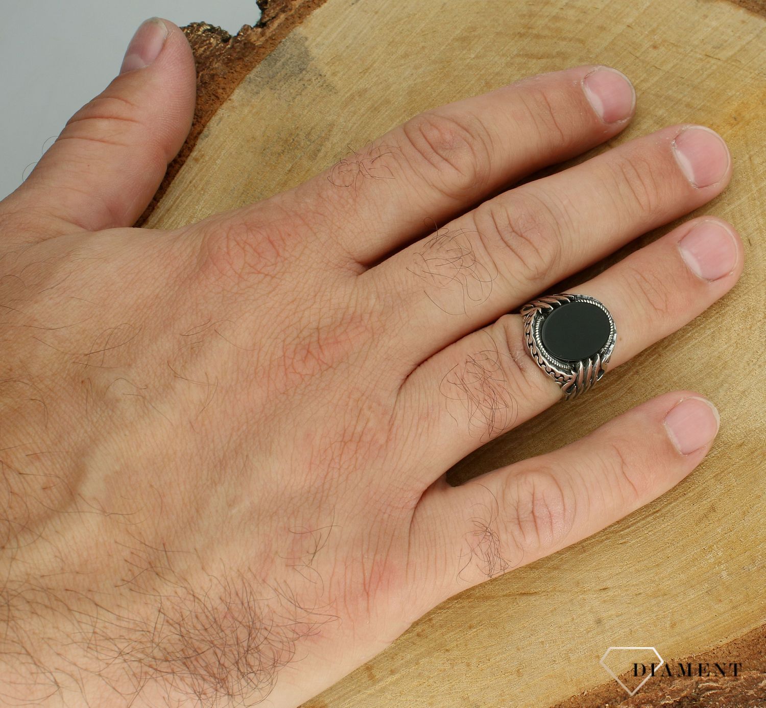 Srebrny sygnet 925 z onyksem i grawerowaniem rozmiar 20 DIA-PRS-12286-925.jpg