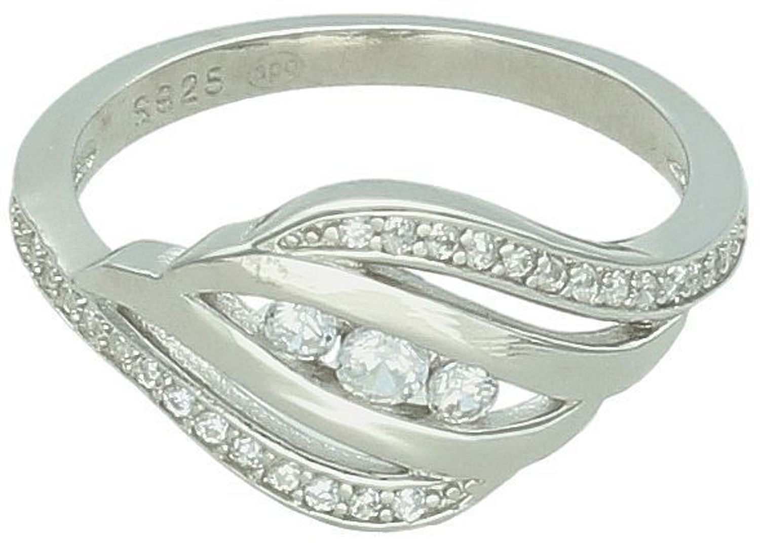Srebrny pierścionek fala z cyrkoniami próba 925, DIA-PRS-12465-925 Ag 925...jpg