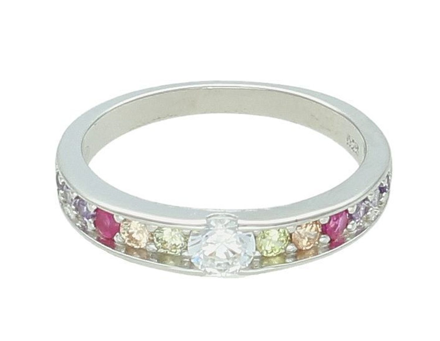 Srebrny pierścionek damski 925 obrączka z kolorowymi cyrkoniami DIA-PRS-12467-925. Srebrny pierścionek damski. Pierścionek damski obrączka z cyrkoniami kolorowymi . 1234.jpg