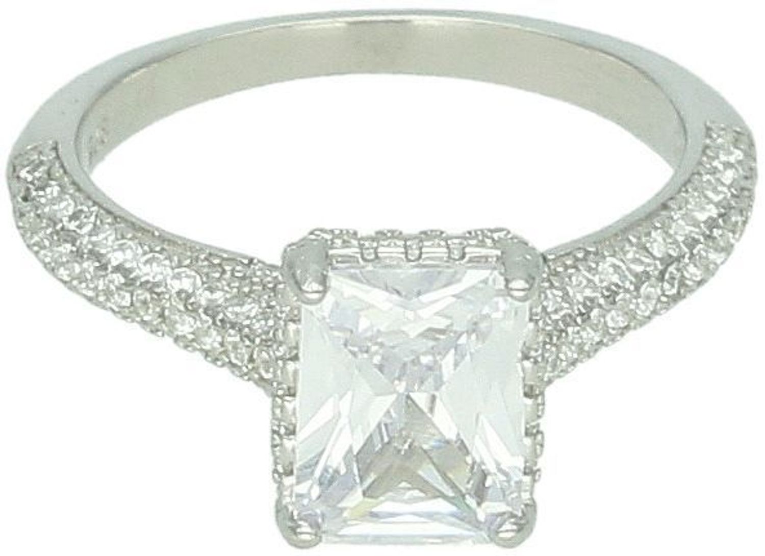 Srebrny Pierścionek z Białą Prostokątną Cyrkonią Próba 925, DIA-PRS-12473-925 Ag.jpg