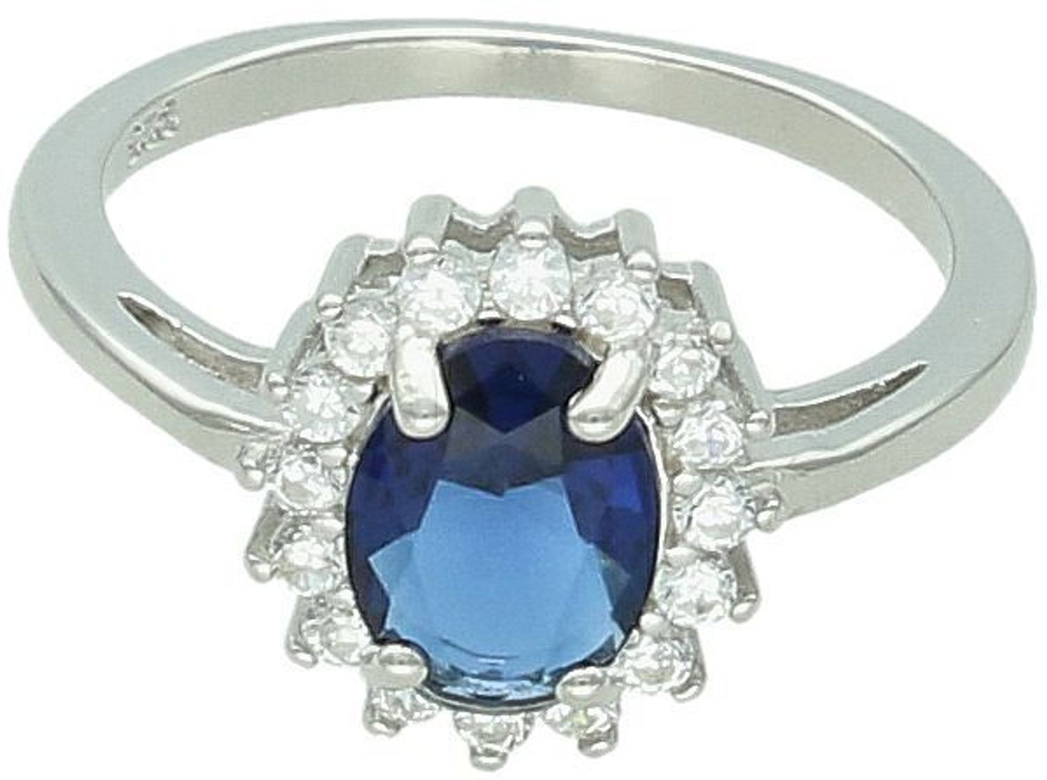 Srebrny Pierścionek z Granatową Cyrkonią Próba 925, DIA-PRS-12475-925.jpg