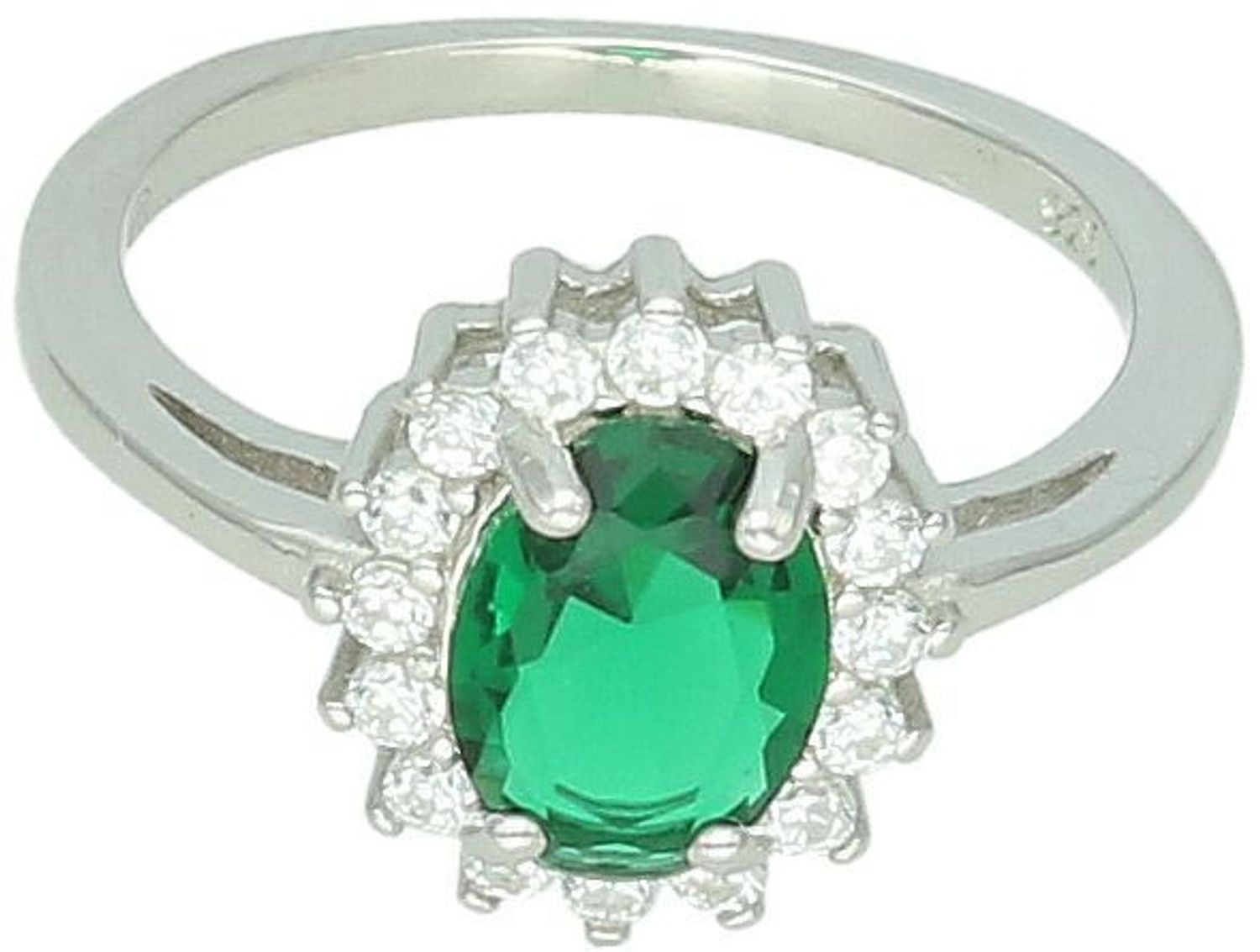 Srebrny Pierścionek z Cyrkonią Butelkowa Zieleń Próba 925, DIA-PRS-12476-925 rozmiar 11.jpg