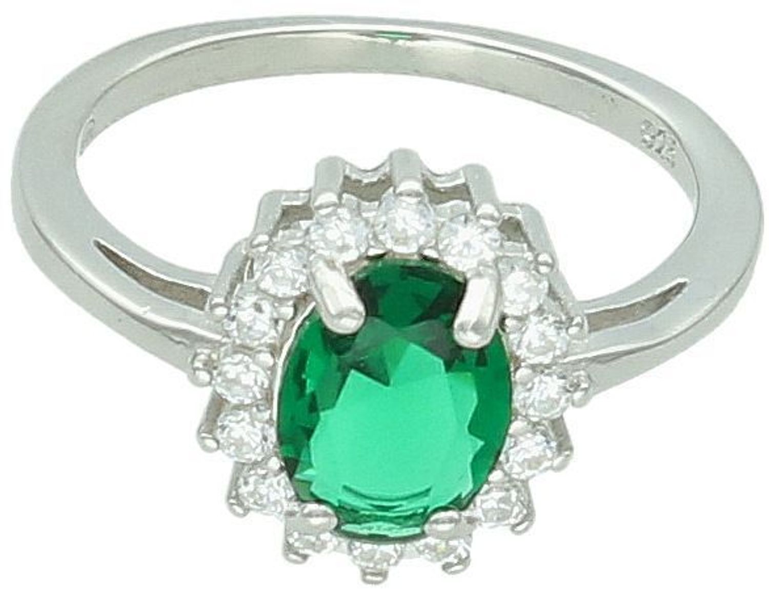 Srebrny Pierścionek z Cyrkonią Butelkowa Zieleń Próba 925, DIA-PRS-12476-925 rozmiar 11.jpg