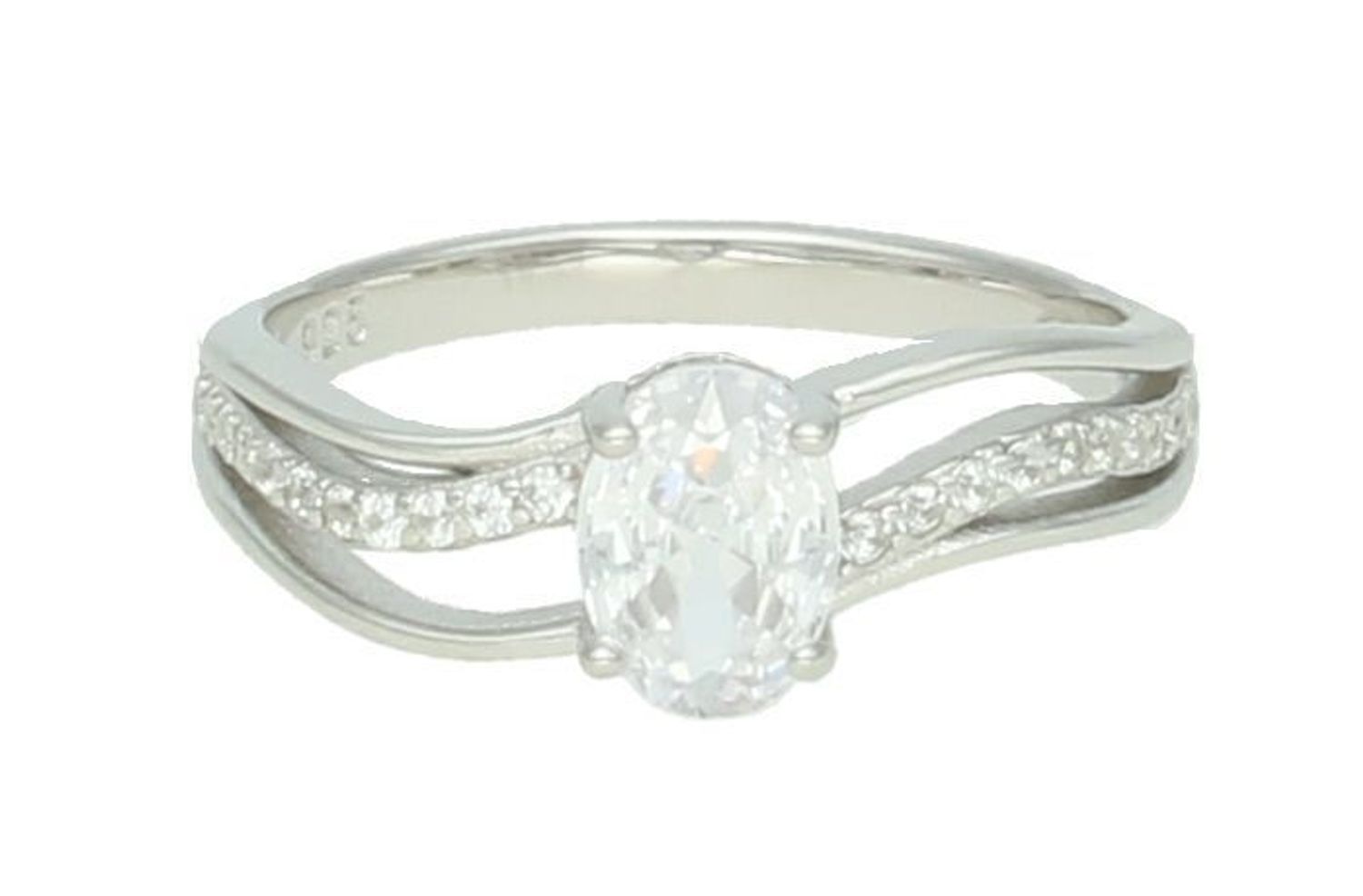 Srebrny pierścionek damski 925 fala z białą cyrkonią DIA-PRS-12478-925. Srebrny pierścionek damski. Pierścionek damski z białym oczkiem. Srebrny pierścionek damski na prezent..jpg