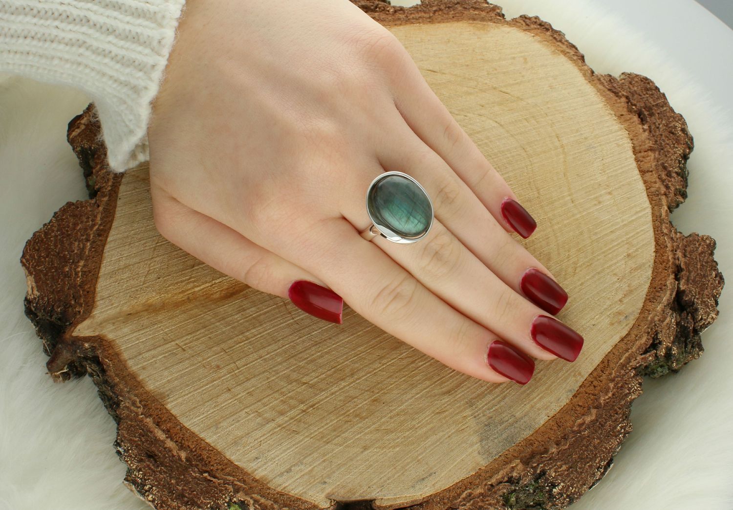 Pierścionek srebrny owalny labradoryt pr 925, DIA-PRS-12725-925 Ag.jpg