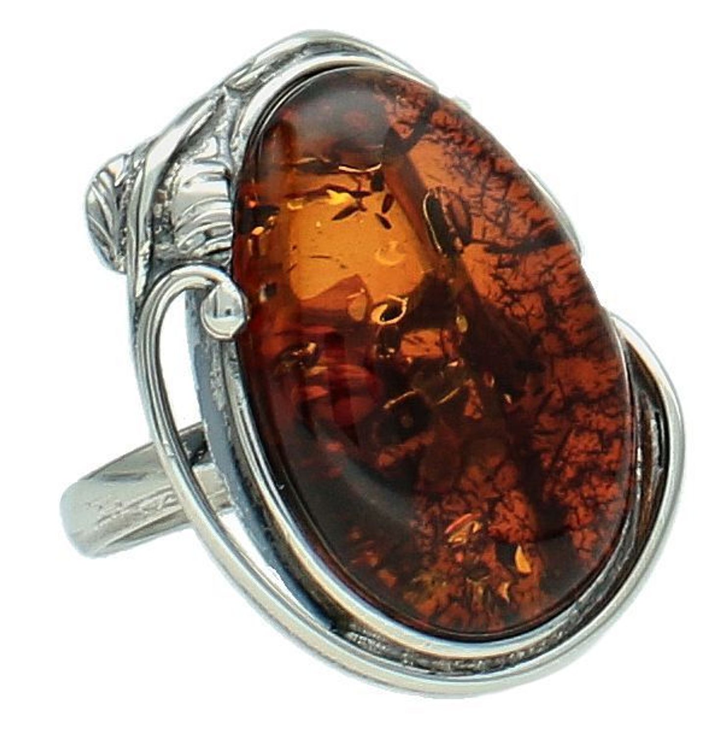 Srebrny pierścionek damski pr 925 z brązowym bursztynem bałtyckim DIA-PRS-12751-925 Ag.jpg