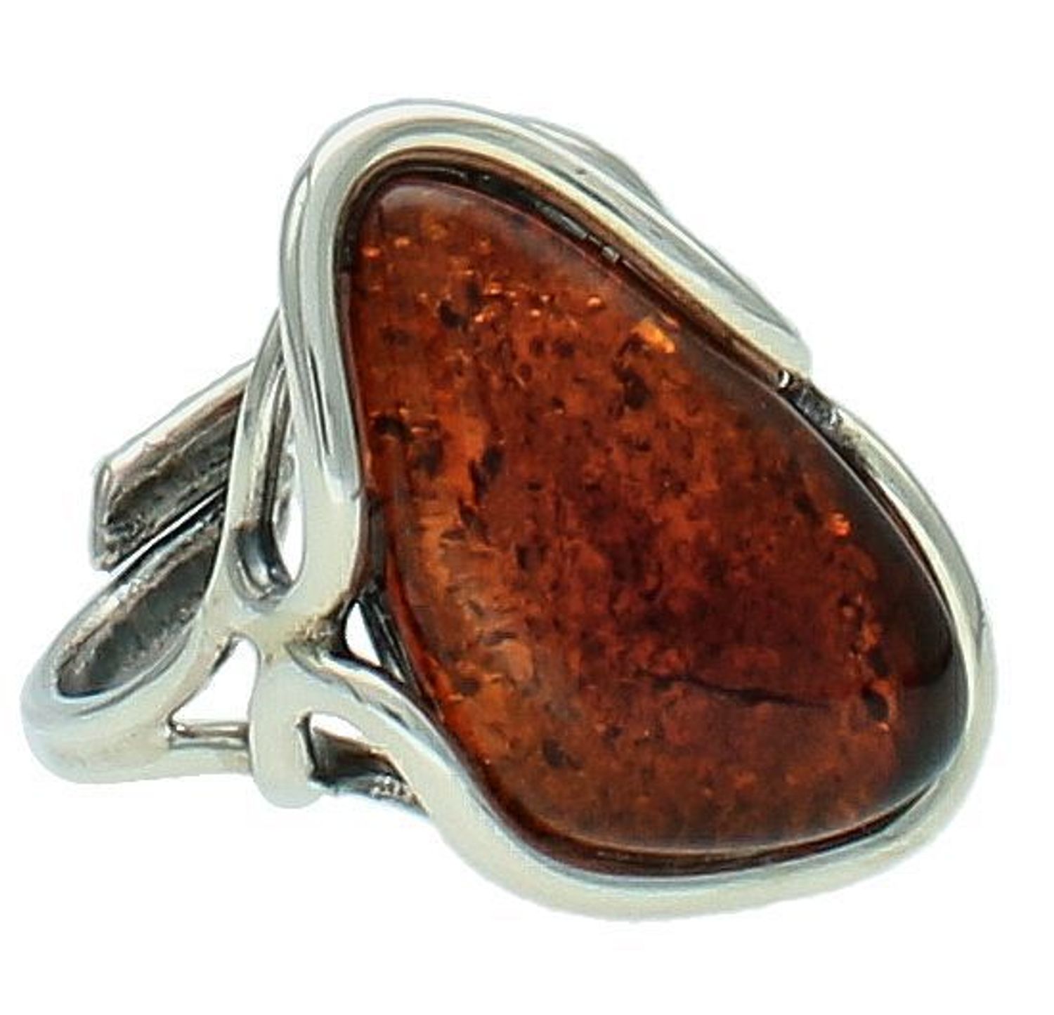 Srebrny pierścionek damski pr 925 z brązowym bursztynem bałtyckim DIA-PRS-12752-925 Ag.jpg