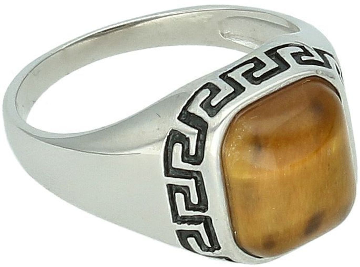 Damski srebrny pierścionek z tygrysim okiem DIA-PRS-13032-925. Naturalny kamień 1,5 x 1,5 cm, szyna 2 mm, próba 925, waga 5,54 g – elegancja i siła natury.1.jpg