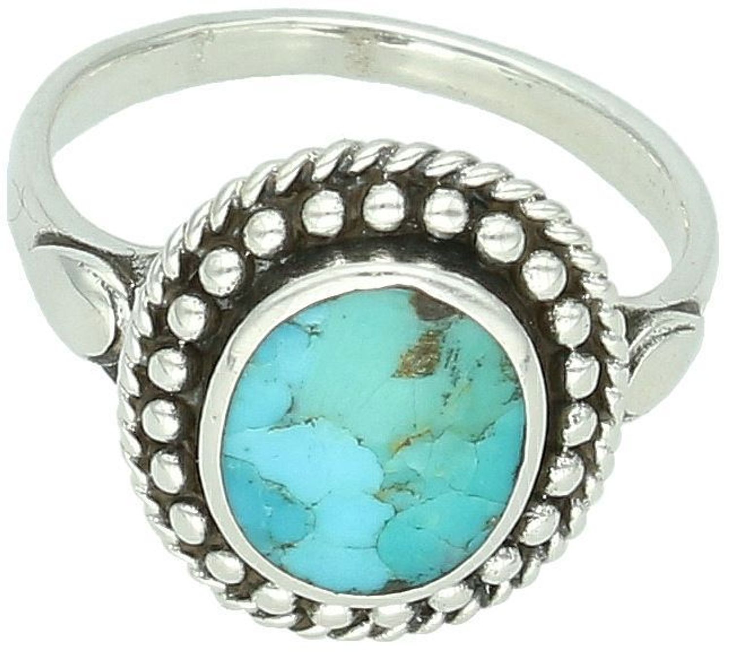 Srebrny pierścionek damski z naturalnym turkusem. Kamień owalny 1,7×1,5 cm, szyna 2 mm, waga 4,29 g. Biżuteria z charakterem – styl boho i klasyczny.1.jpg