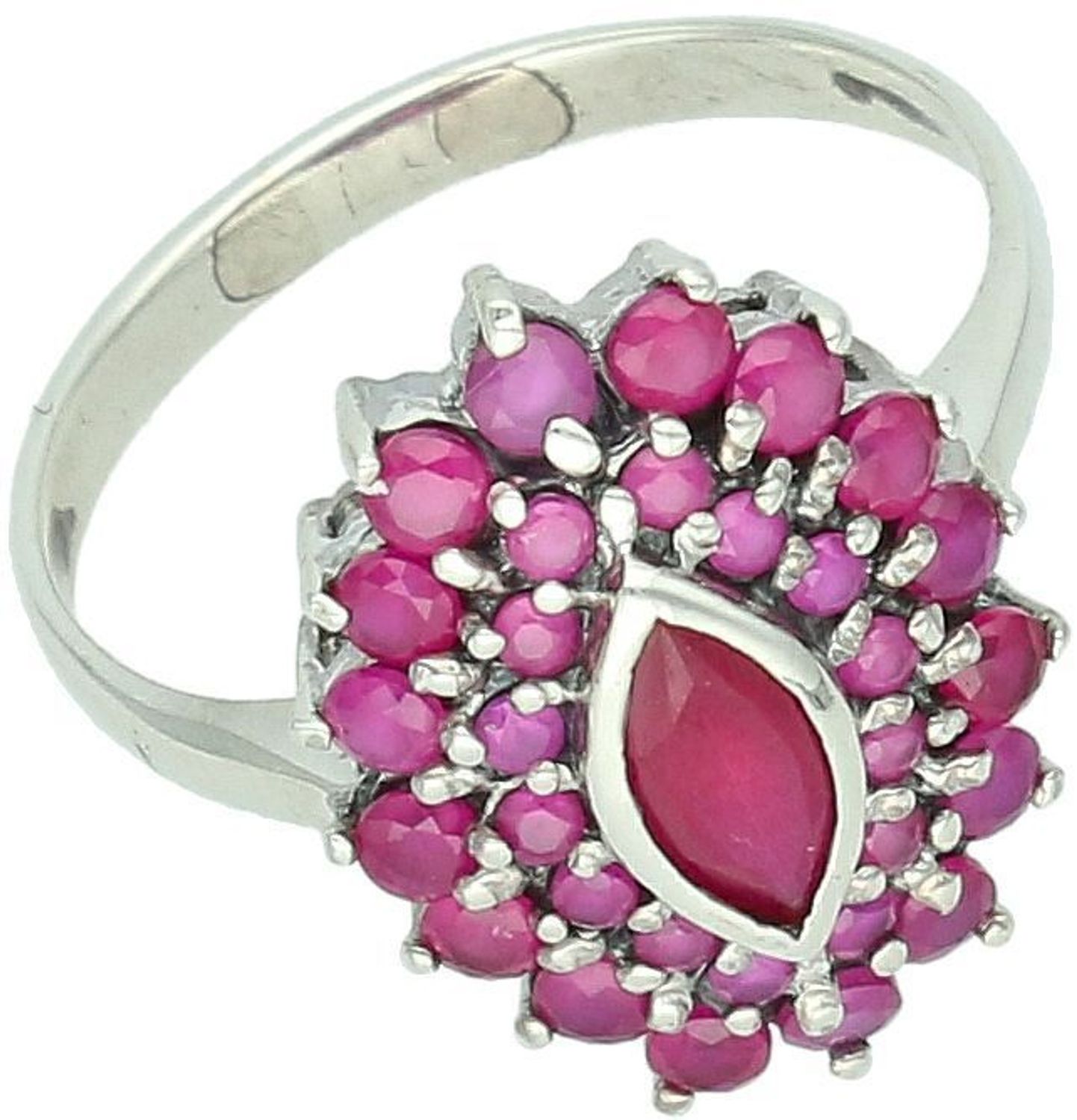 Srebrny pierścionek damski z różowymi cyrkoniami. Ag 925, waga 4,20 g, owal 2x1,5 cm, szeroka szyna 3 mm. Stylowa i romantyczna ozdoba na każdą okazję.1.jpg