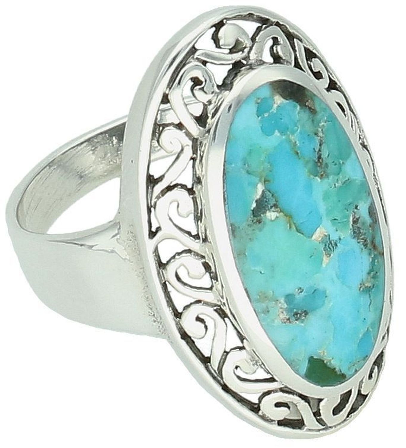 Efektowny srebrny pierścionek z dużym owalnym turkusem naturalnym (3 × 2 cm). Ag 925, solidna szyna i wyrazisty styl – idealny dla miłośniczek odważnej biżuterii.1.jpg
