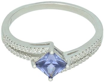 Srebrny pierścionek damski Ag 925 z niebieską i białymi cyrkoniami. Element ozdobny 9x8 mm, waga 3,50 g. Idealny do codziennych i wieczorowych stylizacji.1.jpg