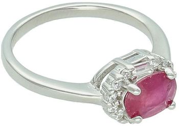Srebrny pierścionek próby 925 z owalnym rubinem i cyrkoniami. Waga 3,00 g, rozmiar elementu ozdobnego 8 mm x 1,0 cm. Model DIA-PRS-13075-925 – kobieca elegancja i blask.2.jpg