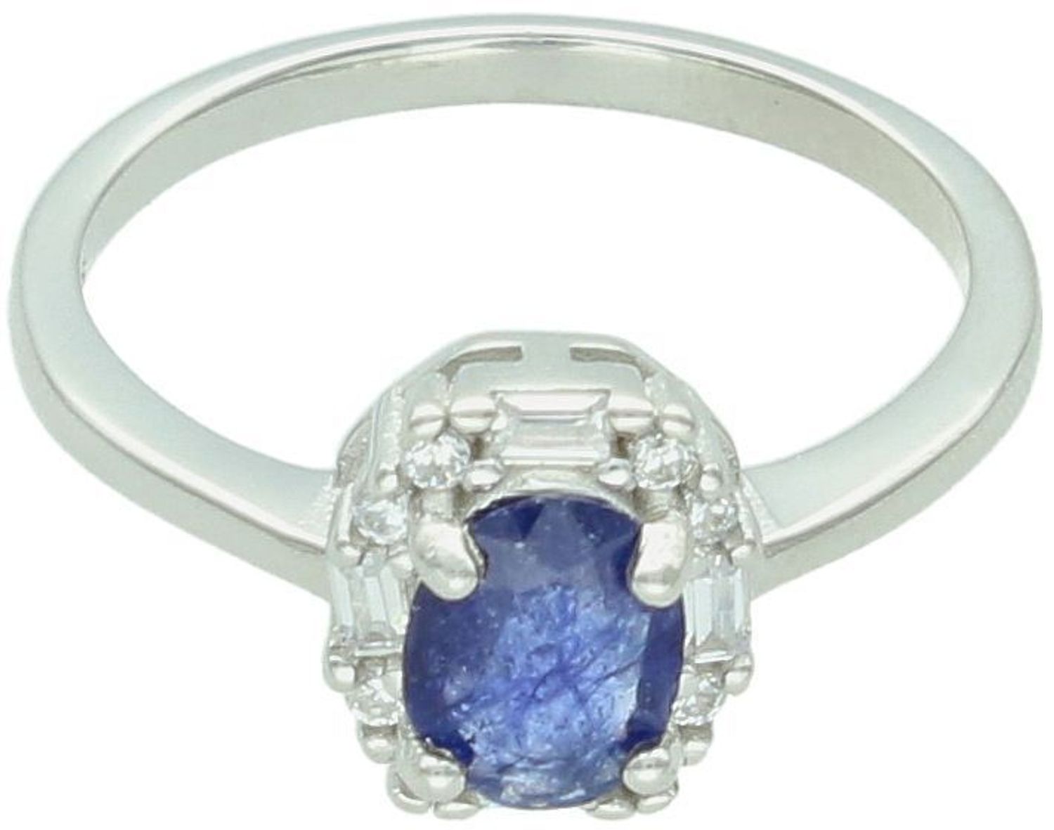 Elegancki pierścionek srebrny próby 925 z owalnym szafirem i błyszczącymi cyrkoniami. Model DIA-PRS-13082-925 – subtelny blask i ponadczasowy styl. Idealny jako prezent.1.jpg