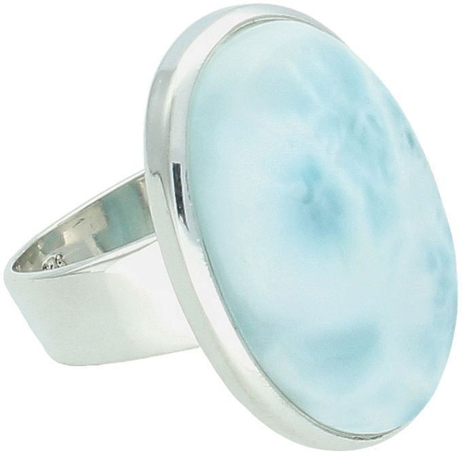 Unikalny pierścionek damski ze srebra 925 z dużym larimarem (2,8 x 2,0 cm). Szerokość szyny 4 mm, waga 12,74 g. Oryginalna biżuteria z naturalnym kamieniem o mocy spokoju i harmonii.1.jpg