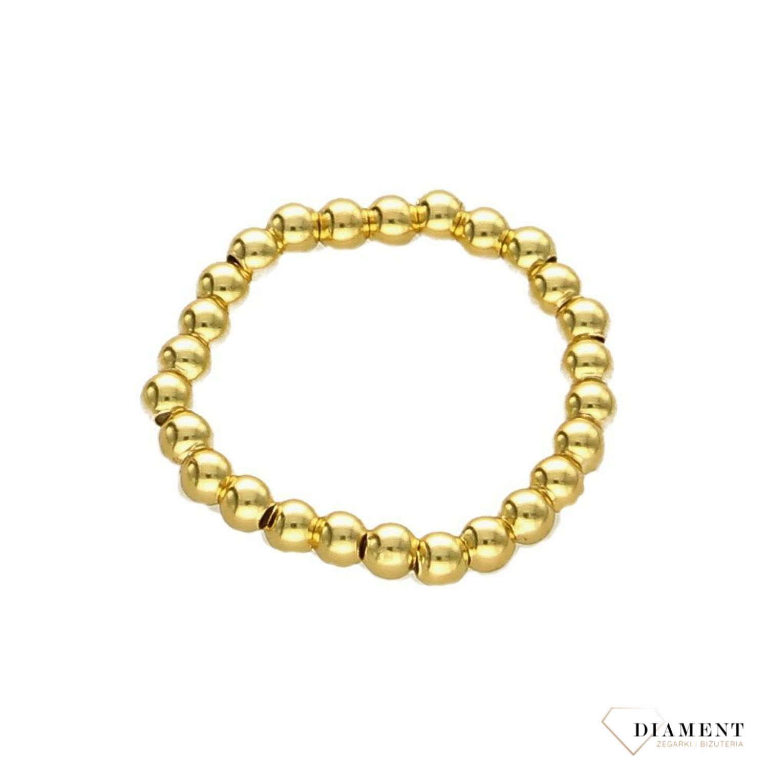 Obrączka srebrna pokryta złotem z kuleczek na gumce DIA-PRS-1328-925.jpg