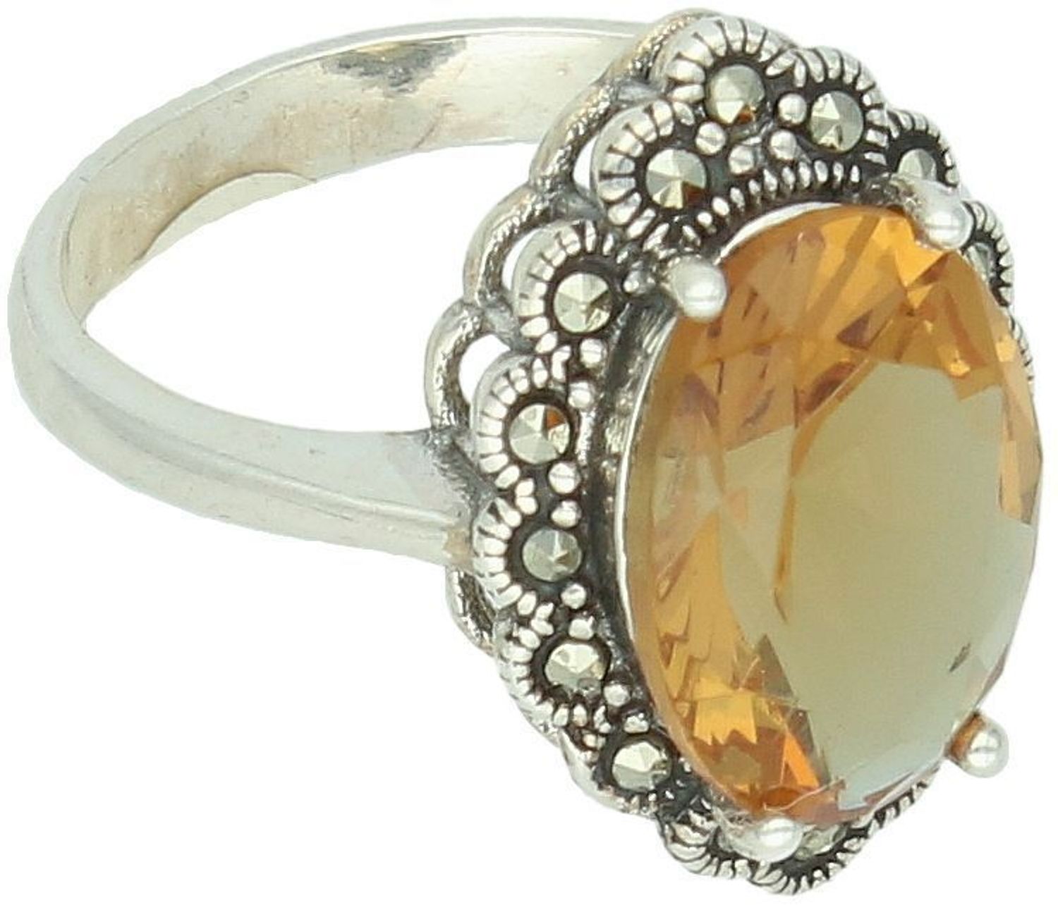 Unikalny srebrny pierścionek z zultanitem zmieniającym kolor i markazytami. Waga 5,10 g. Ozdoba o wymiarach 2,0 x 1,4 cm. Model DIA-PRS-13367-925 – wyjątkowa biżuteria z duszą.1.jpg