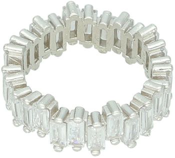 Efektowny pierścionek srebrny próby 925 zdobiony prostokątnymi cyrkoniami. Szerokość szyny 5 mm, waga 4,20 g. Model DIA-PRS-13370-925 – nowoczesna elegancja.1.jpg