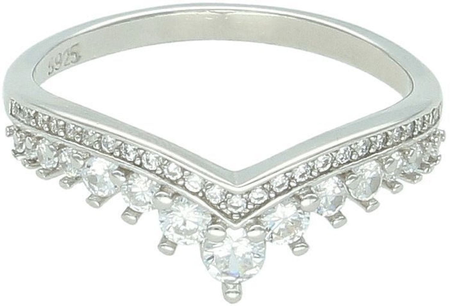 Srebrny pierścionek damski 925 DIA-PRS-13373-925 z białymi cyrkoniami. Waga 2,40 g, szerokość szyny 2 mm. Klasyczna, elegancka biżuteria na co dzień i na wyjątkowe okazje.1.jpg